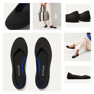 GUC Rothy’s "The Flat" Black Slip On Knit Ballet Style Round Toe Shoes Size 7